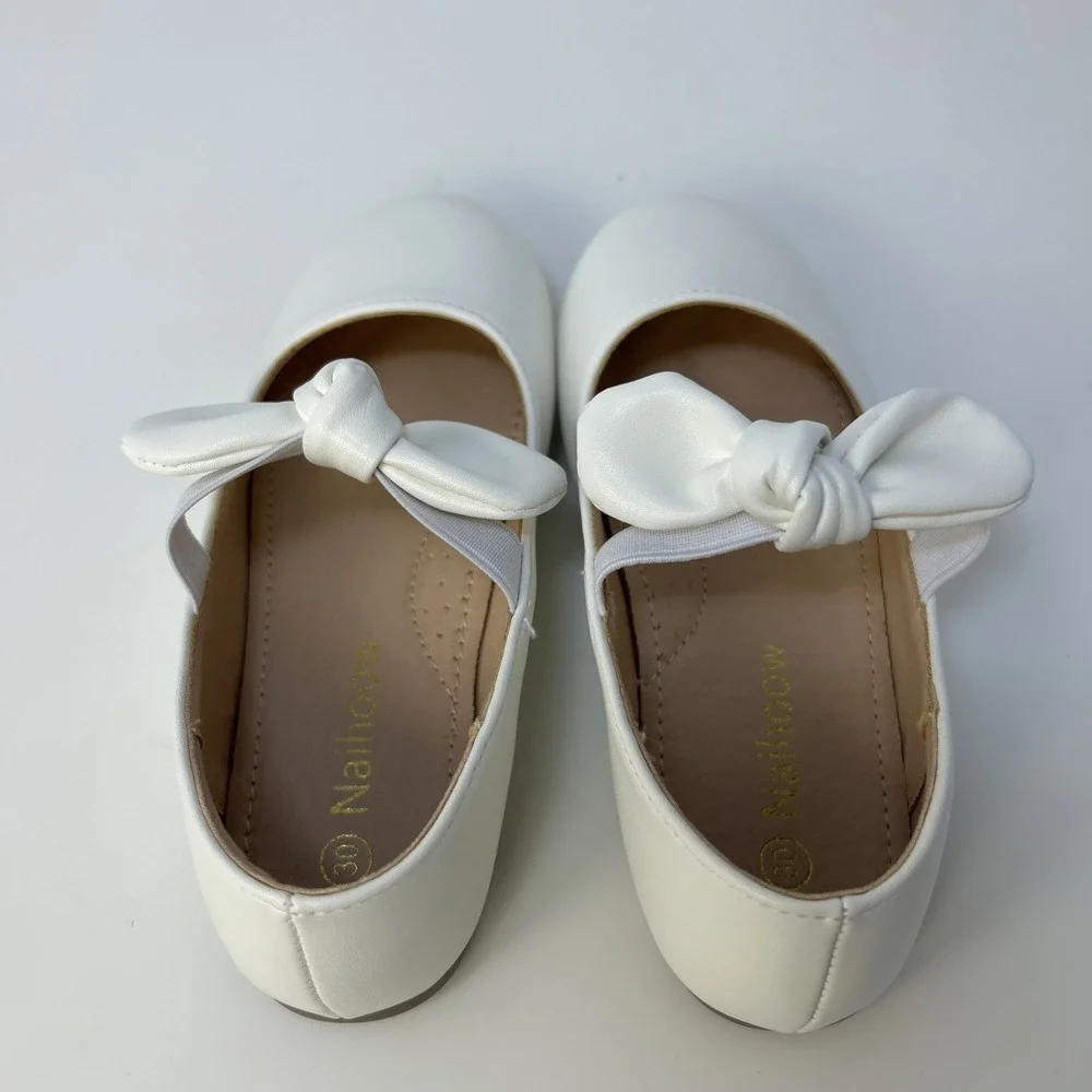 Naihoow‎ Girls White Mary Jane Ballet Flats Shoes - Size 30 (12.5 US) NIB